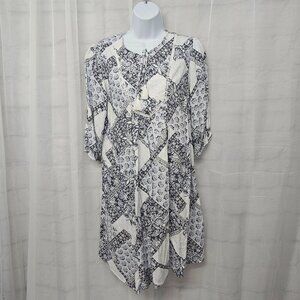 Angels Blue White Patchwork Peasant Mini Dress Boho Festival Hippie S NWT